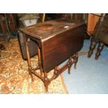 A small stained Beech drop leaf Gateleg Occasional Table,