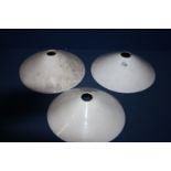 Four small white glass Coolie Shades