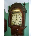 A Victorian flame Mahogany cased Longcase Clock painted face, short door with column detail,