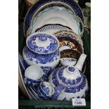 A quantity of miniature blue and white china by Spode and others plus various blue and white china