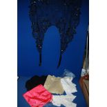 A black net beaded Collar/cape, black lace scarf, lace handkerchief, etc.