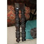 A pair of probably Elizabeth I carved Oak Bedposts,