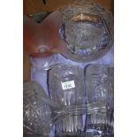 Miscellaneous glass including ship's decanter, vases, etc.