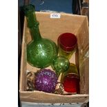 A hand blown green glass Decanter,