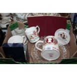 A quantity of Commemorative ware including Coalport mug, Royal Doulton mug, Coronation glass plate,