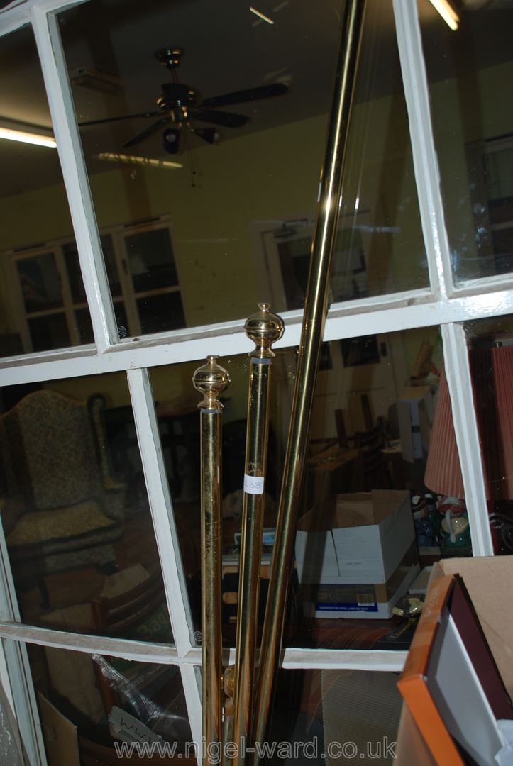 A set of curtains with brass poles. - Image 2 of 2