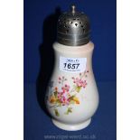 A Locke and Co Worcester hand painted Sugar Shaker with plated lid pattern no 962