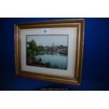 A Photographic glass Plate showing Ross-on-Wye from the river circa 1920