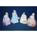 Four Royal Doulton miniature figures including 'Wendy',