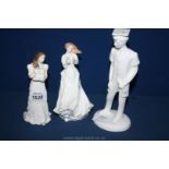 Three Royal Doulton figures including 'Thank you',