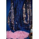 A dark blue and gold silk Sari length and a good length of pink silk Chiffon