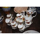 A quantity of Royal Albert 'Old Country Roses' including coffee pot, coffee cups, teacups, saucers,