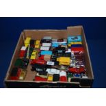 A box of toy Cars and Vans including ''Days Gone'', Lledo, Corgi, etc.