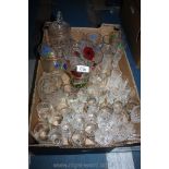 A quantity of glass including a lemonade set, Poppy design vase,