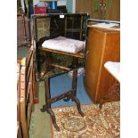 An adjustable square bevel plated Mirror on Oak cheval style stand.