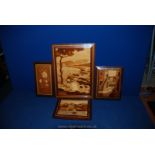 A set of Italian marquetry Plaques with inlaid veneer designs of views of Sorrento and flower