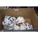 An Old Foley red rose pattern part Teaset including four cups,