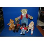 Three Teddy Bears including hand-made in moleskin or similar,