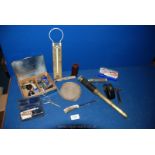 A quantity of miscellanea including a PAL injecto-matic razor, old telescope, thermometer,