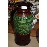 A tall West German Vase in green and brown