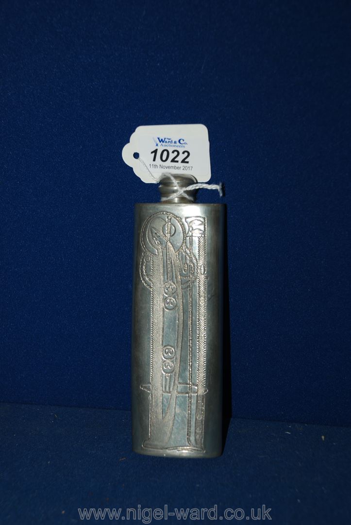 A small contemporary Flask marked 'Charles Rennie Mackintosh Pewter'