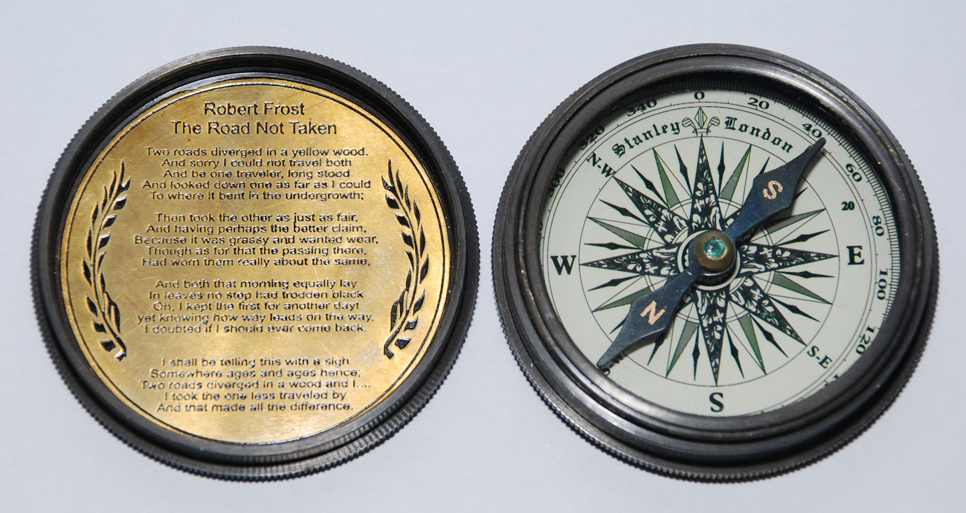 A replica brass Compass, after Stanley's of London, 2 1/2" diameter.
