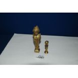 An antique French bronze desk Seal surmounted with a classical bust along with another,