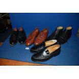 Three pairs of black leather gents Shoes and Boots and one brown pair,