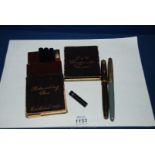 An old Parker Duofold Pen, Parker cartridge pen and a box of antique pencil lead by L & C Hardmuths,