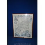 A framed Map of Gloucestershire,