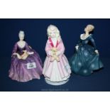 Three Royal Doulton figures including 'Faith',