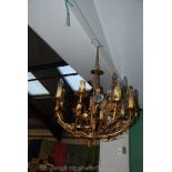 A vintage Electrolier with gilt metal entwined leaves