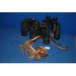 Three pairs of Binoculars including Frank Nipole 10 x 50,
