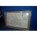A framed Map of Brecknockshire by Tho. Kitchin.
