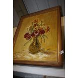 An Oil on board of a still life of flowers in a jug, signed L.V. Nowell, 18'' x 22 1/2''.
