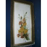 An Oil on Glass of Flowers initialled and dated lower left