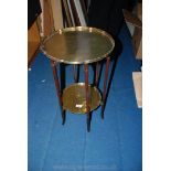 A Chinese Republican Occasional Table with folding stand and two engraved brass Trays,