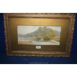 A framed and mounted Watercolour depicting Goodrich Castle signed L. H.