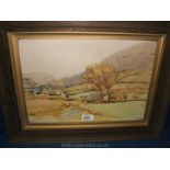 A Watercolour depicting a country Landscape initialled M K.