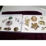 Two boxes of costume Brooches