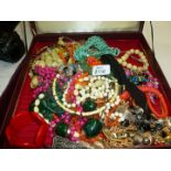A quantity of Costume Jewellery in red box
