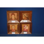 Four miniature Lithographic Portraits of children in wooden frames