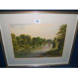 A Watercolour of the River Usk near Llanfrynach, Brecon, signed Michael W. King.