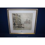 Franz Xavier Wolf 1896-1990, coloured aquatint Etching of Canal Grande with gondola, no.