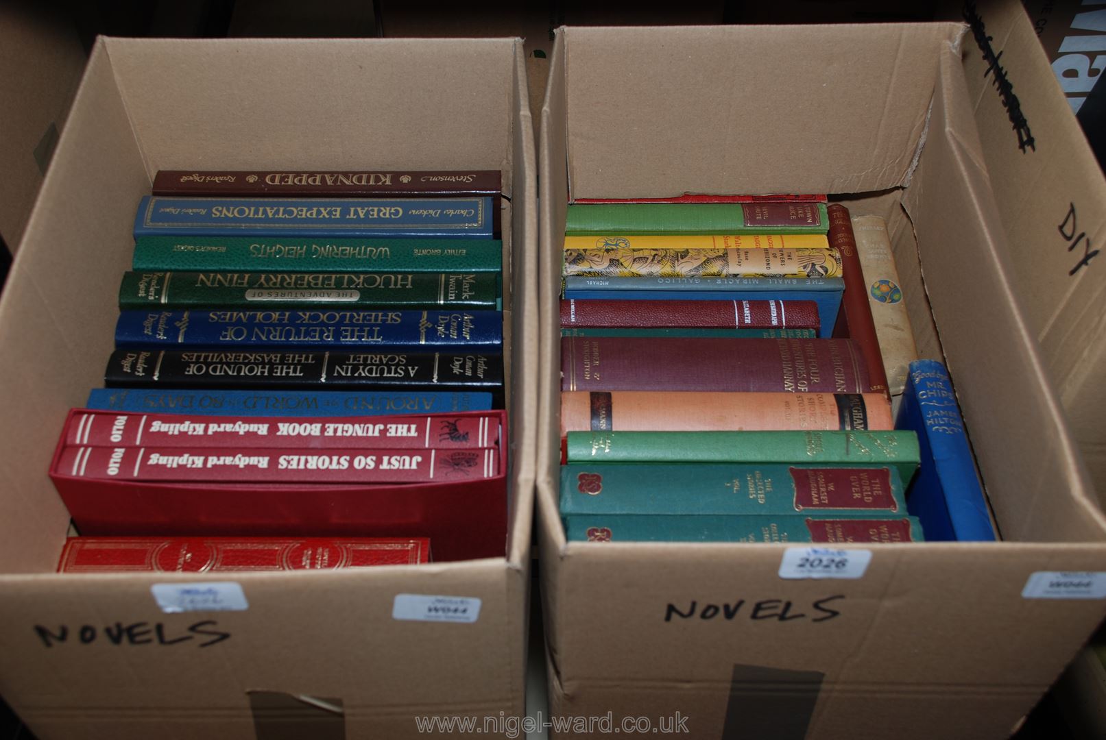 Two boxes of books incl Novels, The World Over, Withering Heights,
