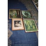 Four Prints including three ladies in interior scenes by L.