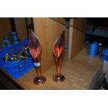 Two pure copper bud vases