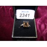 A 925 silver smoky Quartz Ring, size P.