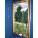 An Impressionist style Oil on board of Trees, signed H.