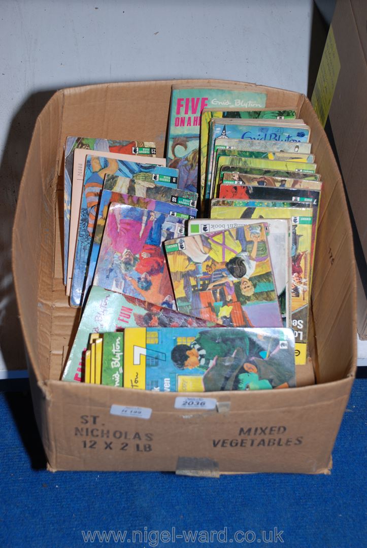 A box of assorted Enid Blyton books